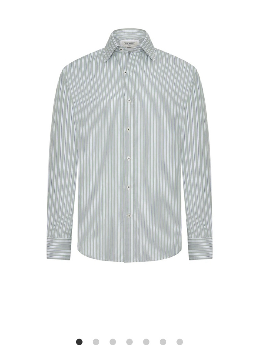 M.J. Bale Light Green and White Striped Long-Sleeve Button-Down Shirt